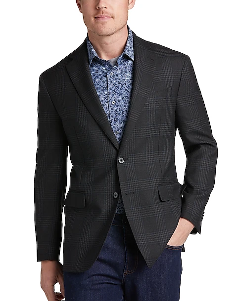 Joseph Abboud Modern Fit Wool Sport Coat, Black Plaid Joseph Abboud Modern Fit Wool Sport Coat, Black Plaid -Joseph Abboud MW40 15LW 02 JOSEPH ABBOUD BLACK PLAID MAIN