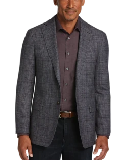 Joseph Abboud Slim Fit Sport Coat, Blue And Plum Plaid