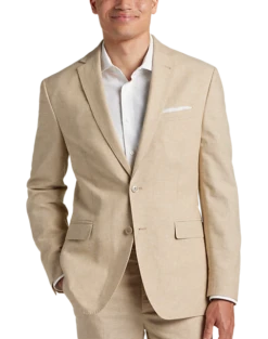 JOE Joseph Abboud Slim Fit Linen Blend Suit Separates Coat, Tan Chambray