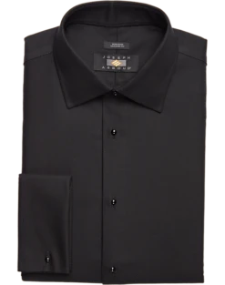 Joseph Abboud Modern Fit French Cuff Tuxedo Formal Shirt, Black