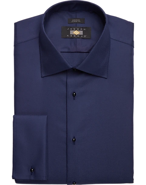 Joseph Abboud Classic Fit French Cuff Tuxedo Formal Shirt, Navy Joseph Abboud Classic Fit French Cuff Tuxedo Formal Shirt, Navy -Joseph Abboud MW40 5FZA 31 JOSEPH ABBOUD NAVY SOLID MAIN