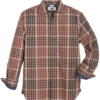 Joseph Abboud Modern Fit Spread Collar Sport Shirt, Navy And Tan Plaid -Joseph Abboud MW40 6L7P 35 JOSEPH ABBOUD NAVY AND TAN MAIN