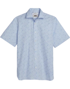 Joseph Abboud Modern Fit Spread Collar Sport Shirt, Light Blue Mini Floral