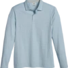 Joseph Abboud Modern Fit Long Sleeve Polo Shirt, Light Blue Slub Stripe