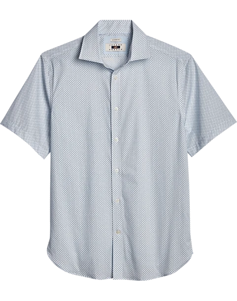 Joseph Abboud Modern Fit Short Sleeve Sport Shirt, Teal Micro Paisley Joseph Abboud Modern Fit Short Sleeve Sport Shirt, Teal Micro Paisley -Joseph Abboud MW40 6MVN 93 JOSEPH ABBOUD TEAL MAIN