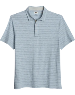 Joseph Abboud Modern Fit Short Sleeve Polo Shirt, Light Blue Stripe
