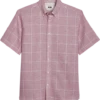 Joseph Abboud Modern Fit Sport Shirt, Burgundy Glen Plaid -Joseph Abboud MW40 6N4G 06 JOSEPH ABBOUD BURG MAIN