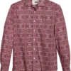 Joseph Abboud Modern Fit Sport Shirt, Burgundy Brocade -Joseph Abboud MW40 6N7E 06 JOSEPH ABBOUD BURG MAIN