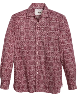 Joseph Abboud Modern Fit Sport Shirt, Burgundy Brocade