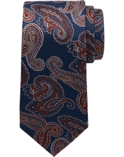 Joseph Abboud Narrow Tie, Navy & Rust Paisley