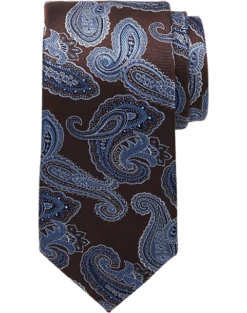 Joseph Abboud Narrow Tie, Brown & Blue Paisley