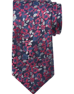 Joseph Abboud Narrow Tie, Red & Silver Floral