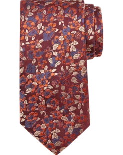Joseph Abboud Narrow Tie, Burgundy & Orange Floral