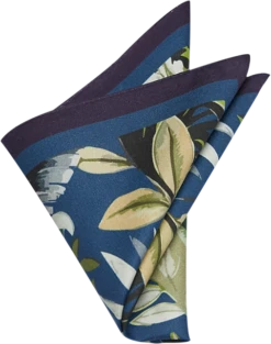 Joseph Abboud Pocket Square, Navy Botanical