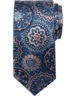 Joseph Abboud Narrow Tie, Navy Medallion