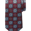 Joseph Abboud Narrow Tie, Burgundy & Blue Medallion -Joseph Abboud MW40 8VEK 06 JOSEPH ABBOUD BURGUNDY MAIN