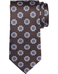 Joseph Abboud Narrow Silk Tie, Brown Medallion