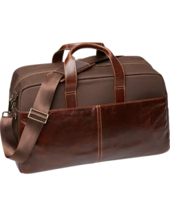 Joseph Abboud Leather & Nylon Duffel Bag, Brown
