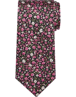 Joseph Abboud Narrow Tie, Navy & Pink Floral