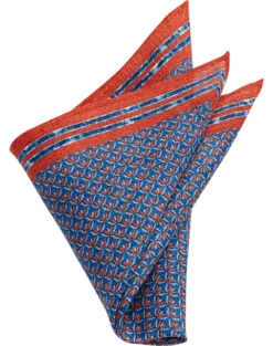 Joseph Abboud Linen Pocket Square, Rust & Blue