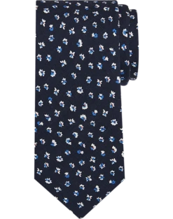 Joseph Abboud Narrow Tie, Navy Tossed Floral