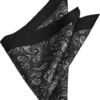 Joseph Abboud Silk Pocket Square, Black Paisley -Joseph Abboud MW40 8WKE 02 JOSEPH ABBOUD BLACK MAIN