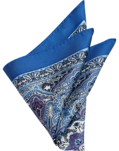 Joseph Abboud Silk Pocket Square, Blue & Purple Paisley