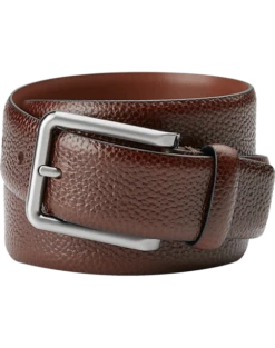 Joseph Abboud Feather Edge Leather Belt, Burgundy