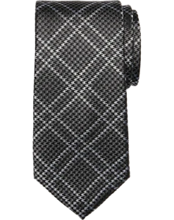 Joseph Abboud Narrow Tie, Black Tonal Plaid