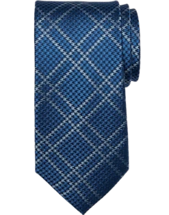 Joseph Abboud Narrow Tie, Blue Tonal Plaid