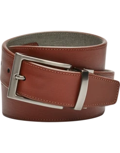 Joseph Abboud Reversible Leather & Linen Casual Belt, Tan & Brown