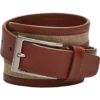 Joseph Abboud Leather And Linen Casual Belt, Tan & Brown -Joseph Abboud MW40 8XRE 05 JOSEPH ABBOUD TAN BRN MAIN
