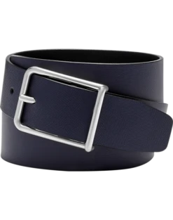 Joseph Abboud Leather Casual Belt, Navy Abstract Geometric