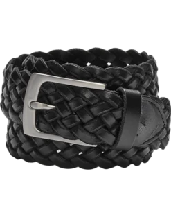 Joseph Abboud Genuine Leather Braided Belt, Black